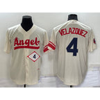 Los Angeles Angels #4 Andrew Velazquez Number Cream JEROMEN 2022 City Connect Cool Base Stitched Jersey
