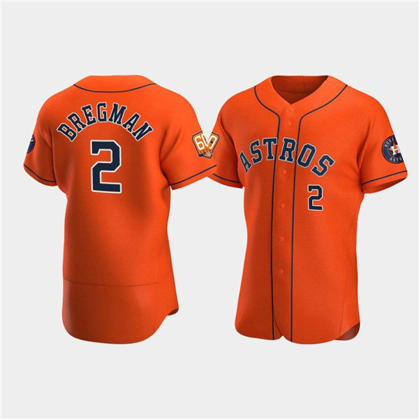 Houston Astros #2 Jose Altuve Orange JEROMEN 60th Anniversary Flex Base Stitched Jersey