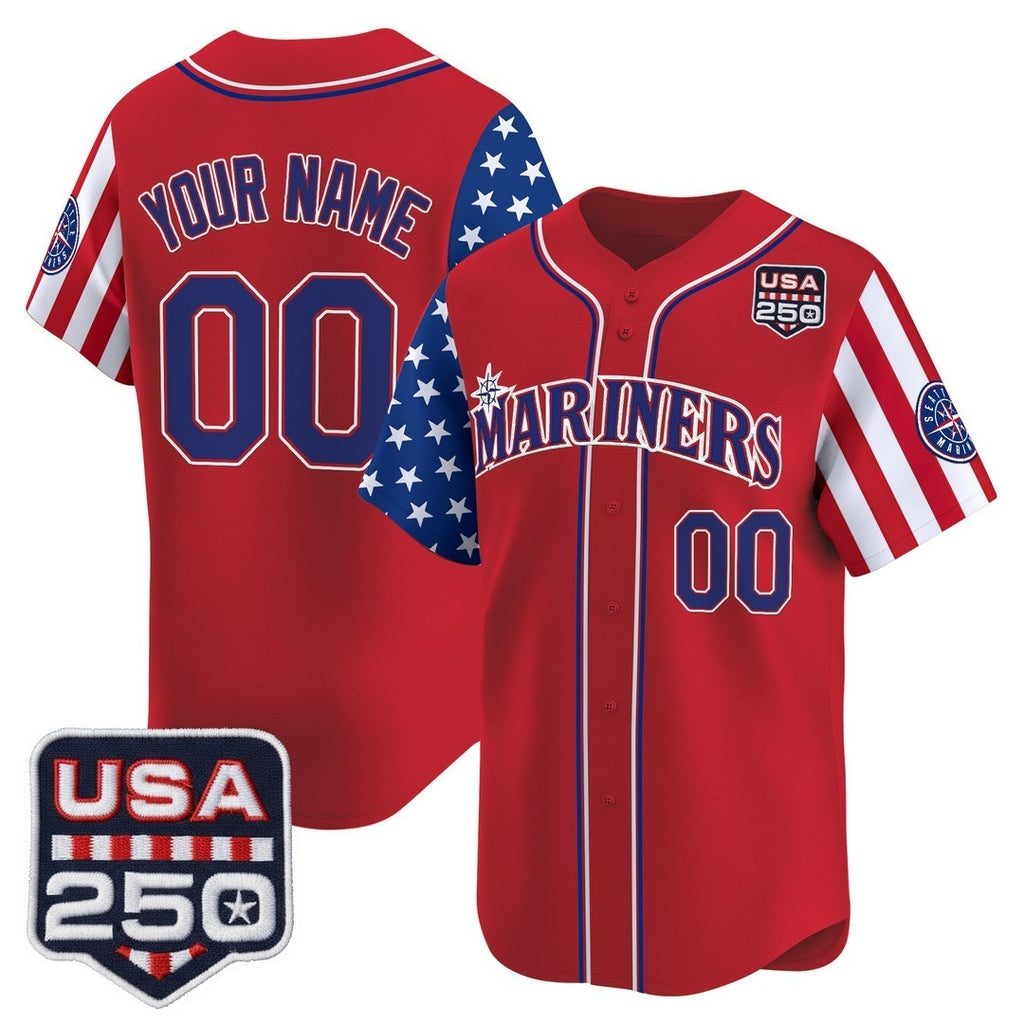 Custom Seattle Mariners America 250 Edition Vapor Premier Limited Red JEROMEN Stitched Jerseys