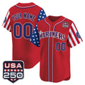 Custom Seattle Mariners America 250 Edition Vapor Premier Limited Red JEROMEN Stitched Jerseys