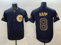 Chicago Cubs #8 lan Happ Black Gold JEROMEN 150th Anniversary Patch Stitched Jersey