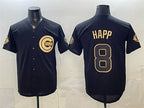 Chicago Cubs #8 lan Happ Black Gold JEROMEN 150th Anniversary Patch Stitched Jersey