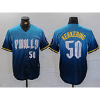 Philadelphia Phillies #50 Orion Kerkering Number Blue JEROMEN 2024 City Connect Limited Stitched Jersey