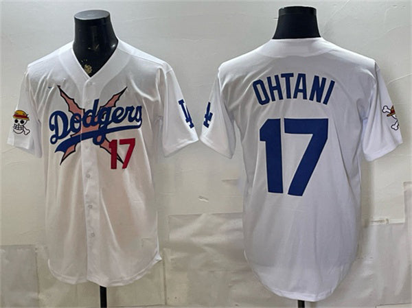 Los Angeles Dodgers x One Piece #17 Shohei Ohtani White JEROMEN Vapor Premier Limited Stitched Jersey