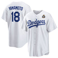Los Angeles Dodgers #18 Yoshinobu Yamamoto White JEROMEN 2024 World Series Cool Base Stitched Jersey