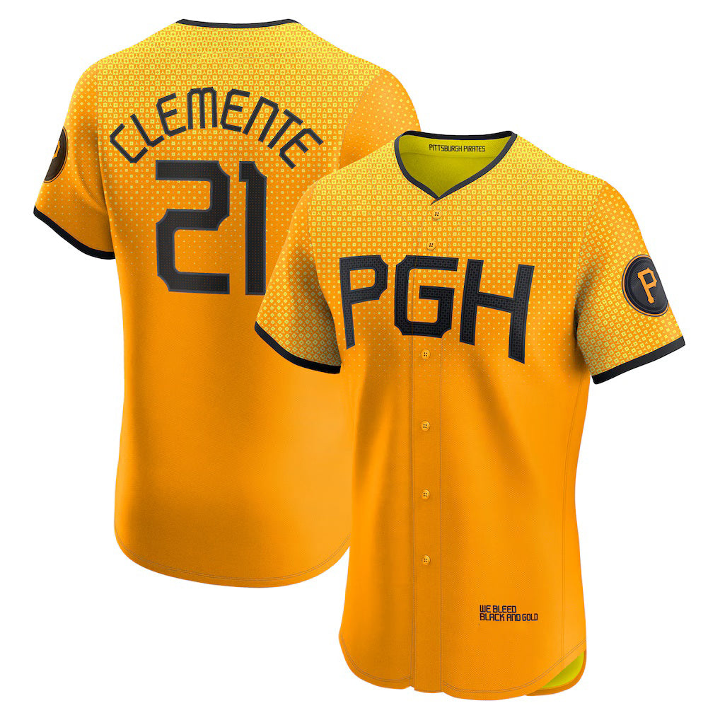 Pittsburgh Pirates #21 Roberto Clemente Gold JEROMEN City Connect Elite Player Jersey