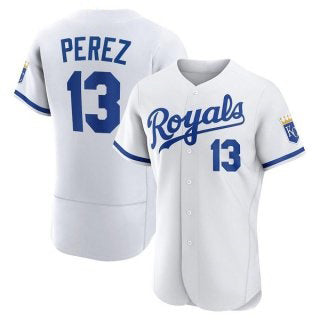Kansas City Royals #13 Salvador Perez White JEROMEN Flex Base Stitched Jersey