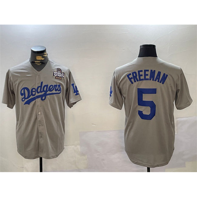Los Angeles Dodgers #5 Freddie Freeman Grey JEROMEN 2024 World Series Cool Base Stitched Jersey