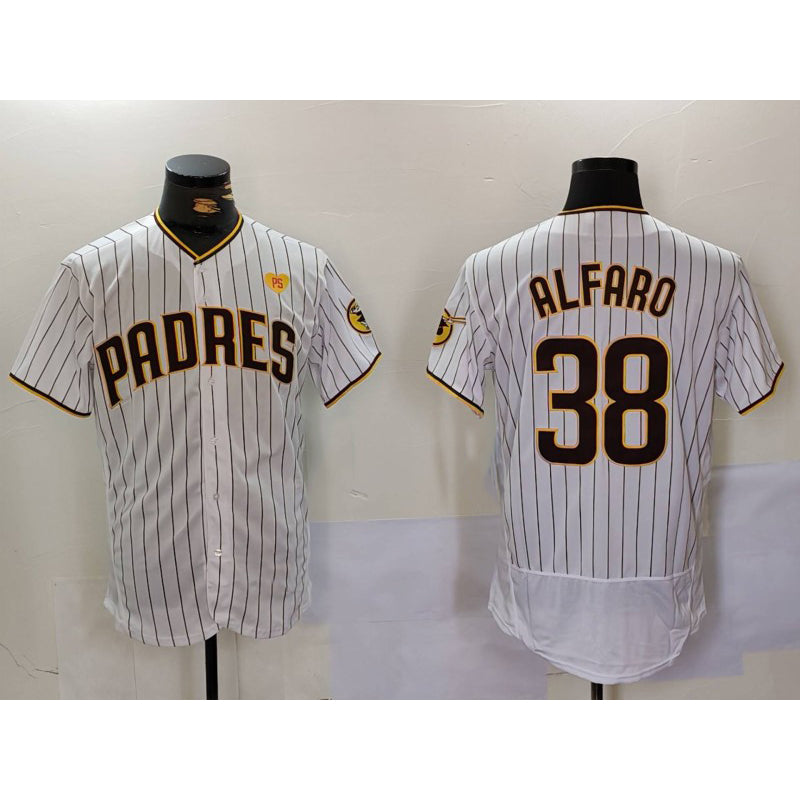 San Diego Padres #38 Jorge Alfaro White JEROMEN With PS Patch Stitched Flex Base Jersey 2
