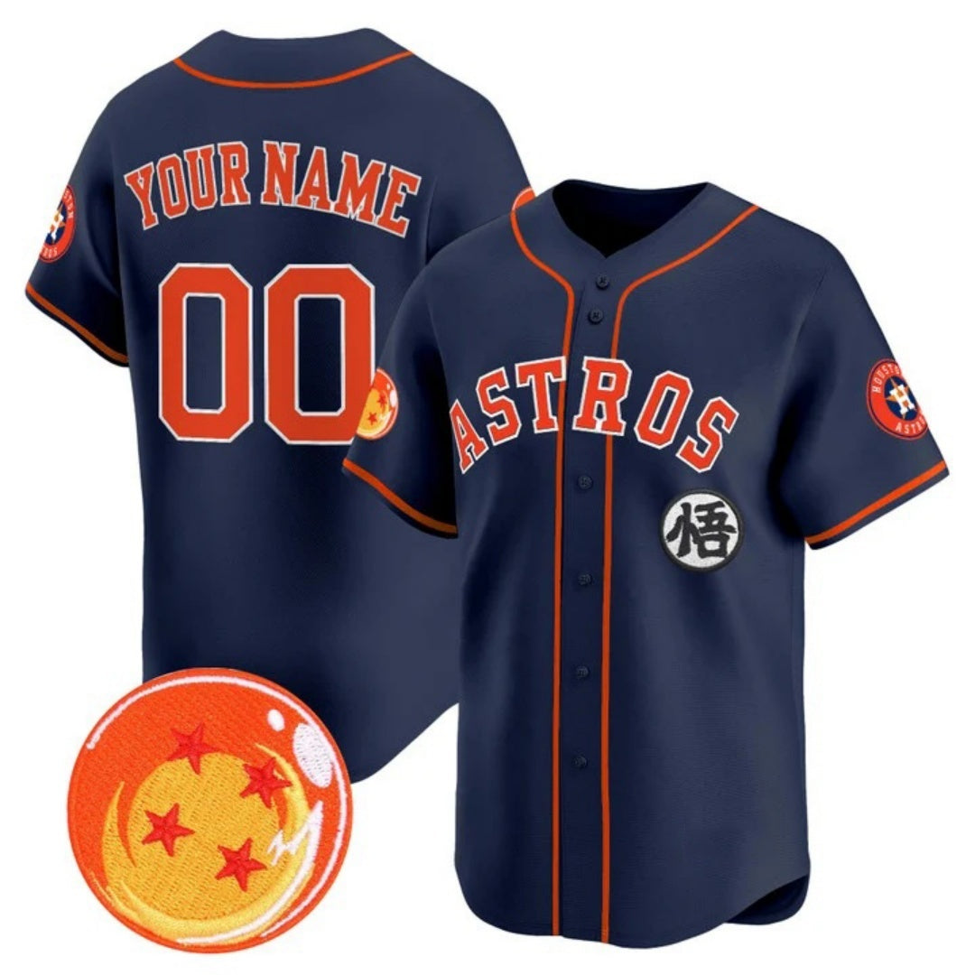 Custom Houston Astros x Dragon Ball Navy JEROMEN Vapor Premier Limited Jersey - All Stitched