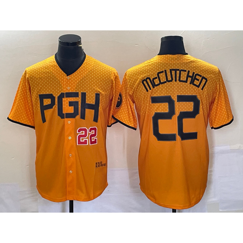 Pittsburgh Pirates #22 Andrew McCutchen Number Gold JEROMEN 2023 City Connect Stitched Jersey