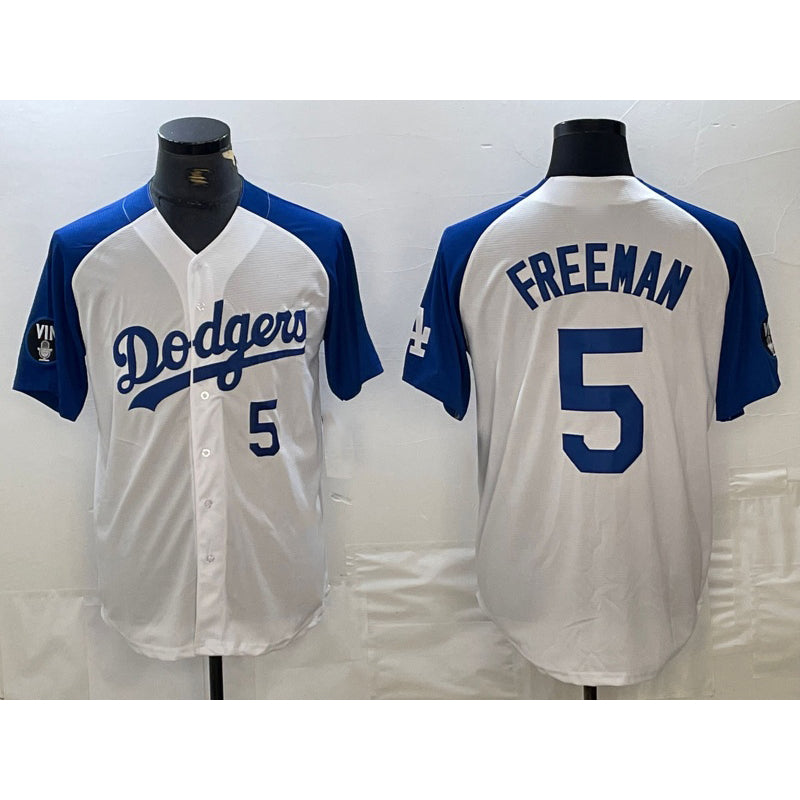 Los Angeles Dodgers #5 Freddie Freeman Number White Blue JEROMEN Fashion Stitched Cool Base Limited Jersey 2