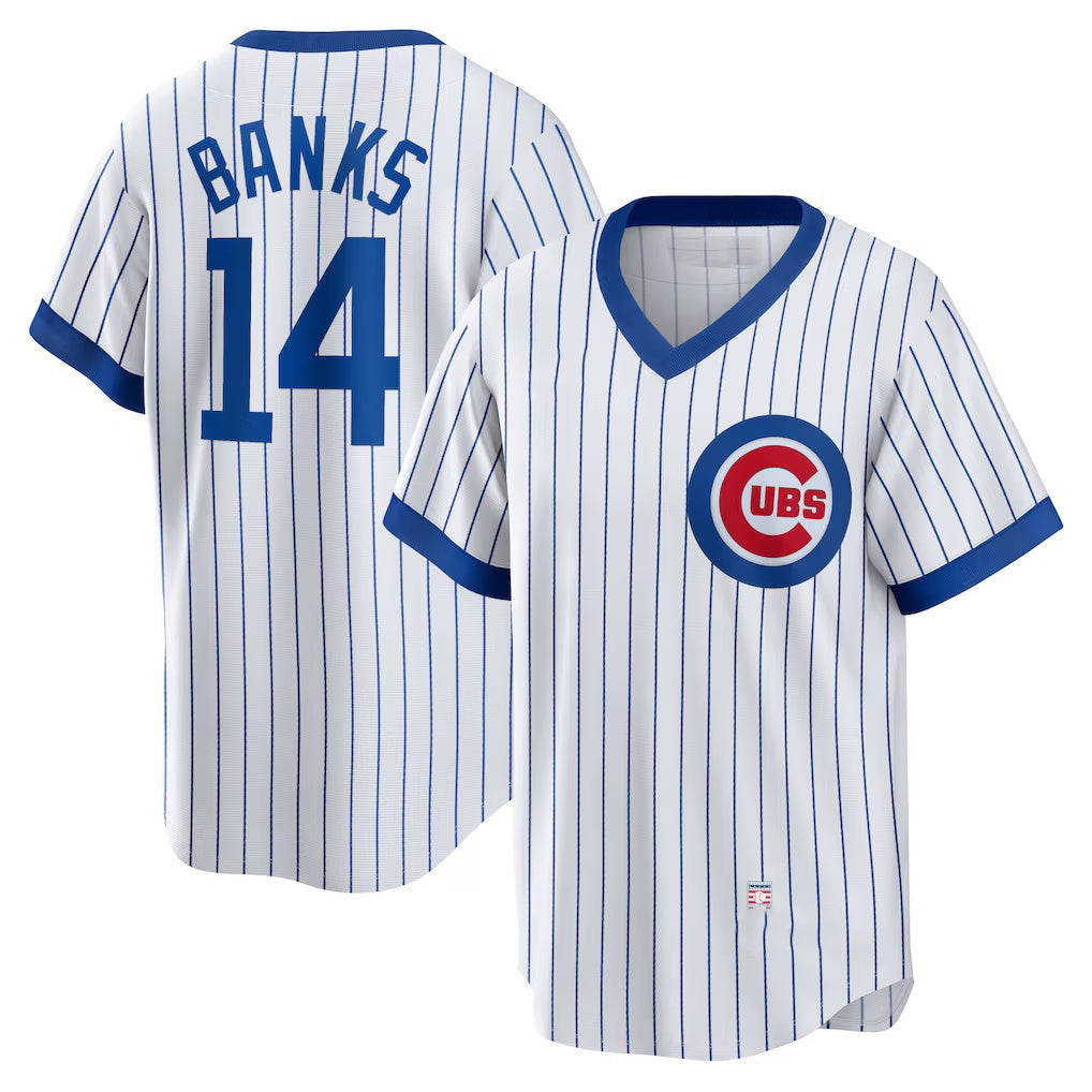 Chicago Cubs #14 Ernie Banks White JEROMEN Home Cooperstown Collection Player Jersey