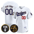 Custom Los Angeles Dodgers Vin Patch & Kobe Bryant Signature Vapor Premier Limited Jersey ¨C White JEROMEN