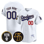Custom Los Angeles Dodgers Vin Patch & Kobe Bryant Signature Vapor Premier Limited Jersey ¨C White JEROMEN