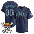 Custom Seattle Mariners x One Piece Navy JEROMEN Vapor Premier Limited Jersey - Stitched