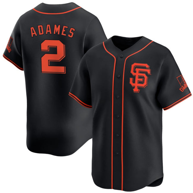 San Francisco Giants #2 Willy Adames Black JEROMEN 2024 Black Alternate Limited Stitched Jersey