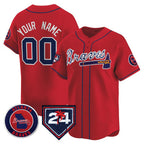 Custom Atlanta Braves Red JEROMEN 2024 Spring Training Patch Limited Stitched Jersey