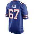 B.Bills #67 Kent Hull Royal JEROMEN Game Retired Player Jersey