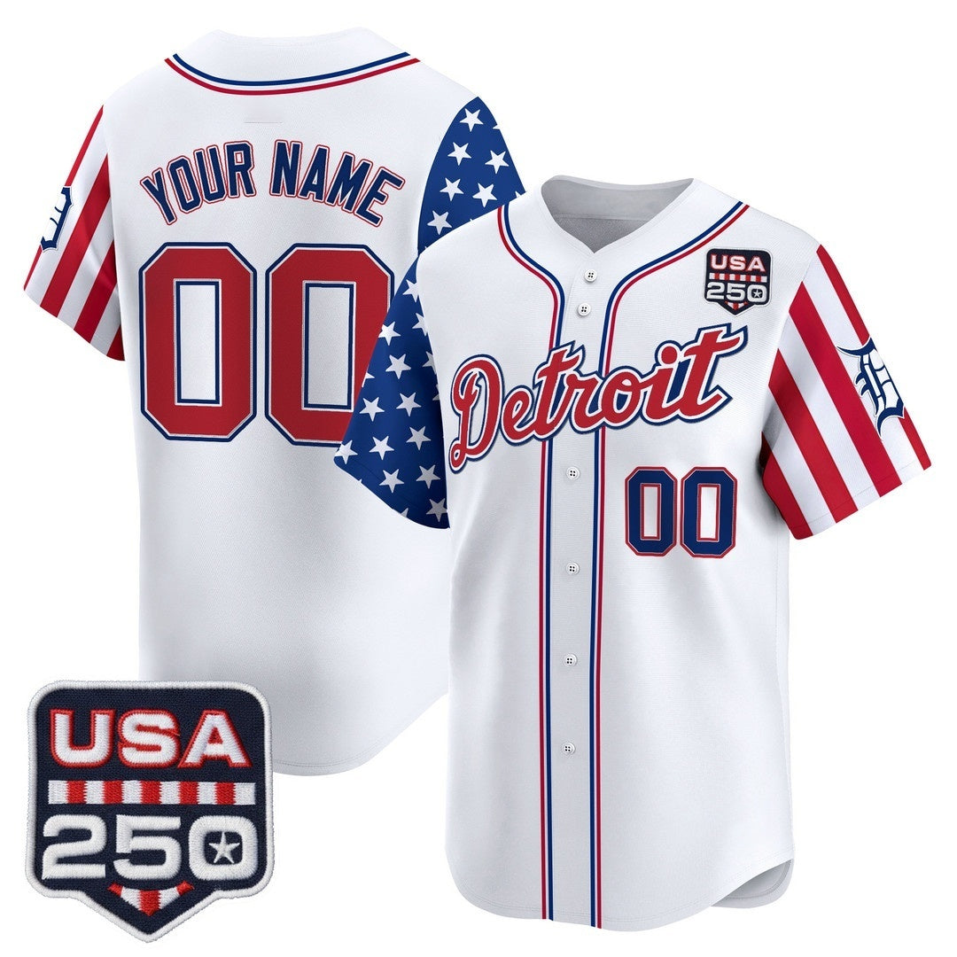 Custom Detroit Tigers America 250 Edition Vapor Premier Limited White JEROMEN Stitched Jerseys