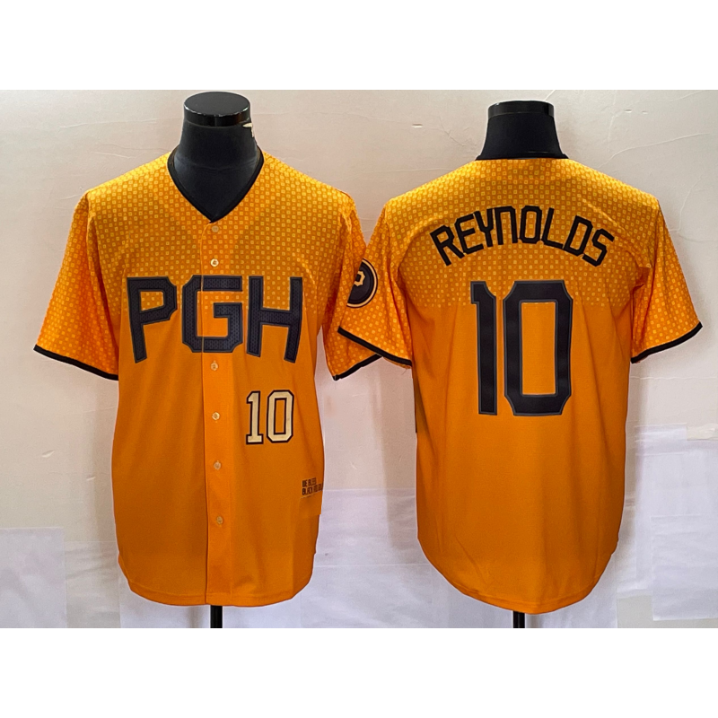 Pittsburgh Pirates #10 Bryan Reynolds Number Gold JEROMEN 2023 City Connect Stitched Jersey