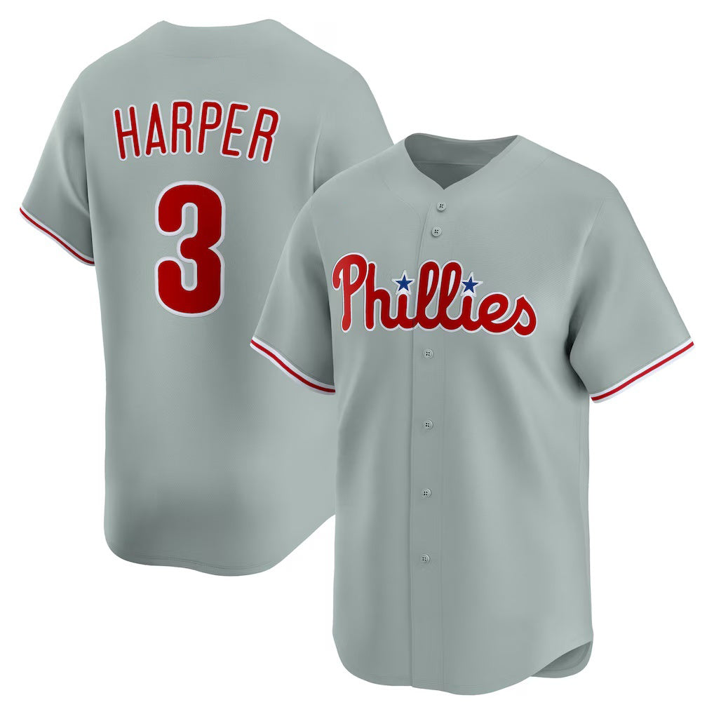 Philadelphia Phillies #3 Bryce Harper Gray JEROMEN Road Limited Player Jersey