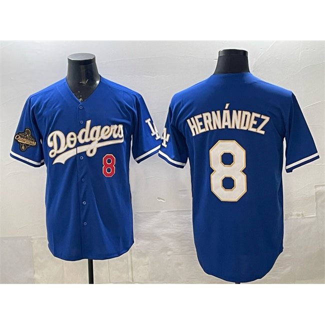 Los Angeles Dodgers #8 Enrique Hern¨¢ndez Royal JEROMEN 2025 World Series Champions Patch Limited Stitched Jersey