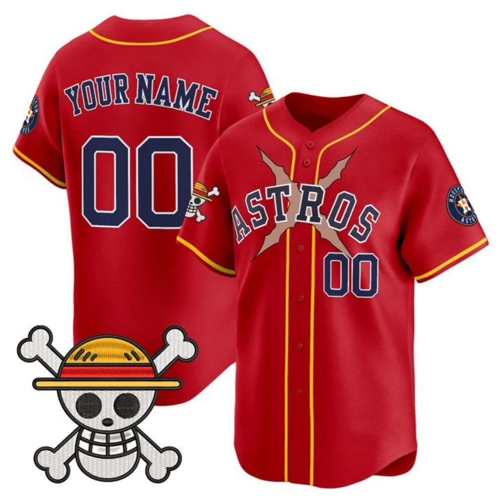 Custom Houston Astros x One Piece Red JEROMEN Vapor Premier Limited Jersey - Stitched