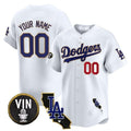 Custom Los Angeles Dodgers Vin & California Patch Gold Trim Vapor Premier Limited Jersey ¨C White JEROMEN
