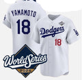 Los Angeles Dodgers #18 Yoshinobu Yamamoto White JEROMEN 2025 World Series Home Limited Stitched Jersey