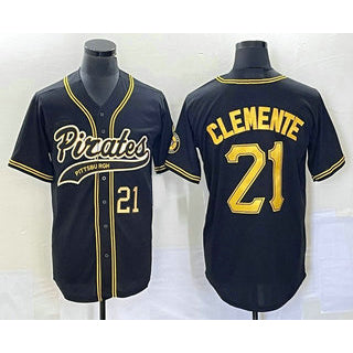 ittsburgh Pirates #21 Roberto Clemente Number Black JEROMEN Cool Base Stitched Jersey