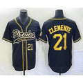 ittsburgh Pirates #21 Roberto Clemente Number Black JEROMEN Cool Base Stitched Jersey