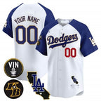 Custom Los Angeles Dodgers Vin Patch & Kobe Bryant Gold Trim Vapor Premier Limited Jersey V2 ¨C White 2 JEROMEN