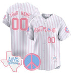 Custom Houston Astros  Love Street & Peace Sign Patch Bubblegum Pink Vapor Premier Limited Jersey ¨C Pinstripe JEROMEN