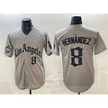 Los Angeles Dodgers #8 Enrique Hern¨¢ndez Grey JEROMEN LA Gothic Style With 2025 World Series Champions Patch Limited Stitched Jersey