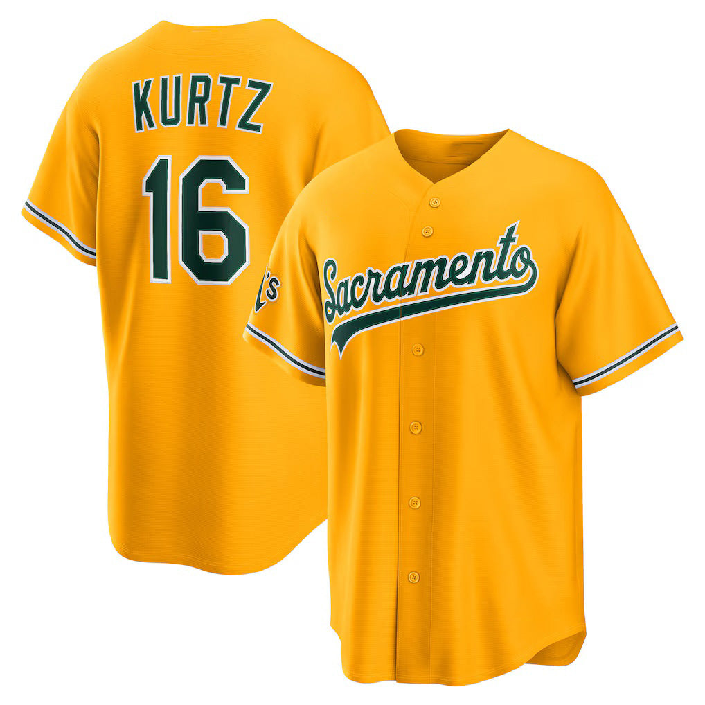 Oakland Athletics #16 Nick Kurtz Gold JEROMEN Alternate Stadium Jersey