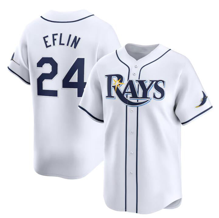 Tampa Bay Rays #24 Zach Eflin White JEROMEN Home Limited Stitched Jersey