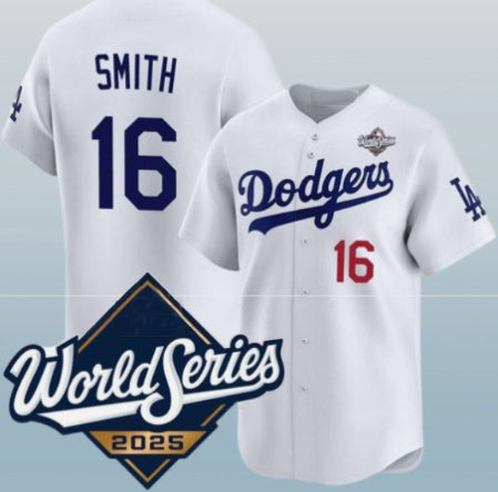 Los Angeles Dodgers #16 Will Smith White JEROMEN 2025 World Series Home Limited Stitched Jersey