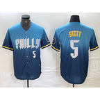 Philadelphia Phillies #5 Bryson Stott Blue JEROMEN 2024 City Player Number Cool Base Stitched Jersey 2