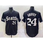 Seattle Mariners #24 Ken Griffey Jr. Black JEROMEN 'Deep Sea Gothic Edition' Vapor Premier Limited Stitched Jersey