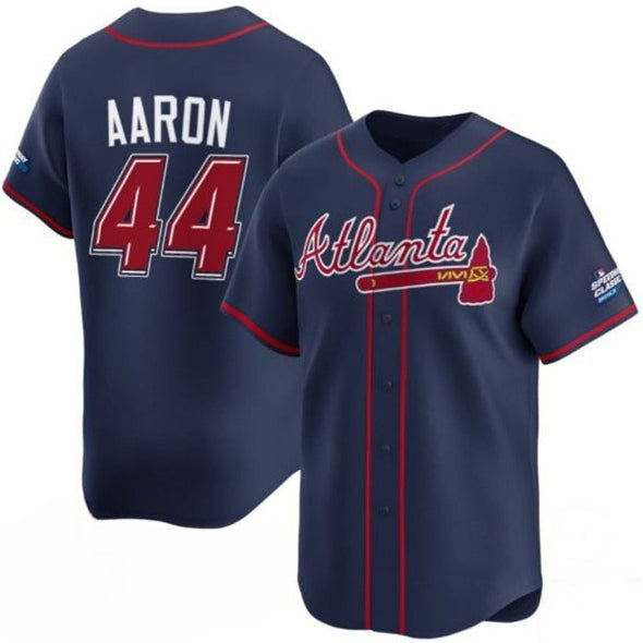 Atlanta Braves #44 Hank Aaron Navy JEROMEN 2025 Speedway Classic Alternate Limited Stitched Jersey