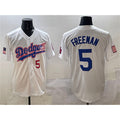 Los Angeles Dodgers #5 Freddie Freeman White JEROMEN With American Flag Patch Limited Stitched Jersey