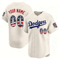 Custom Los Angeles Dodgers Cream JEROMEN USA 250 Fourth of July Limited Stitched Jersey