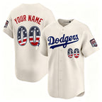 Custom Los Angeles Dodgers Cream JEROMEN USA 250 Fourth of July Limited Stitched Jersey