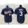 New York Yankees #3 Babe Ruth Navy JEROMEN With Patch Cool Base Stitched Jersey