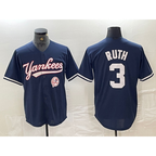 New York Yankees #3 Babe Ruth Navy JEROMEN With Patch Cool Base Stitched Jersey