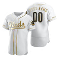 Custom Cincinnati Reds White JEROMEN Stitched Flex Base Golden Edition Jersey