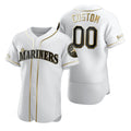 Custom Seattle Mariners White JEROMEN Stitched Flex Base Golden Edition Jersey
