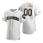 Custom Seattle Mariners White JEROMEN Stitched Flex Base Golden Edition Jersey