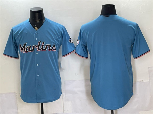 Miami Marlins Blank Blue JEROMEN Cool Base Stitched Jersey